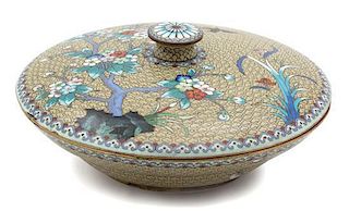 A Chinese Cloisonne Low Covered Bowl Diameter 10 inches.