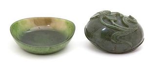 A Chinese Carved Jade Egg-Form Figure Length 3 inches.
