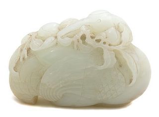 A Chinese Carved Jade Bird Length 3 1/2 inches.