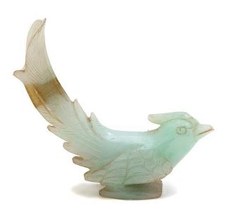 A Chinese Carved Jade Figure of a Bird Height 3 inches.