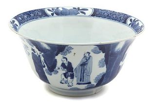 A Chinese Export Blue and White Porcelain Bowl Height 4 x diameter 7 3/4 inches.