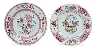 Two Chinese Export Famille Rose Porcelain Plates Diameter 9 inches.