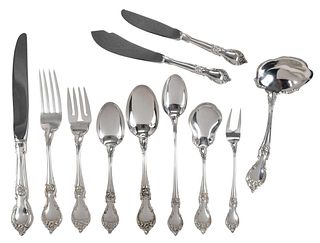 Lunt Alexandra Sterling Silver Flatware, 116 Pieces