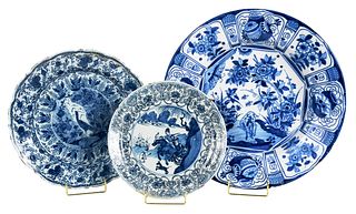 Three Kraak Ware Blue and White Platters