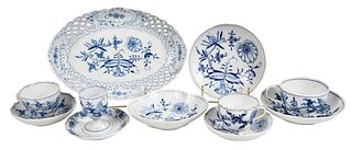Ten Meissen Porcelain Blue Onion Table Objects