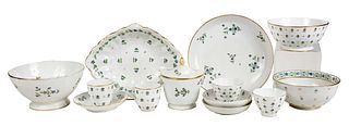 13 Cornflower Sprig Enamel Decorated Porcelain Table Objects