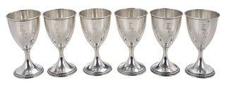 Set of Six Sterling Goblets