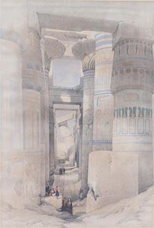 David Roberts, (British, 1796-1864), Karnac, Temple of Aboo Simbel, Dendera, El Kasne and Temple of Baalbec (five works)