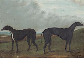 Artist Unknown, (British, 19th Century), Two Greyhounds, 1845