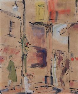 Benny Andrews, (American, 1930-2006), Street Corner with Figures