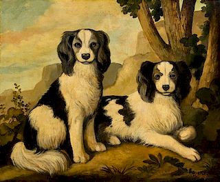 William Skilling, (American/British, 1862-1964), Two Black and White Dogs