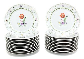 Twenty-Four Heinrich Chambord Porcelain Dinner Plates Diameter 10 1/2 inches.