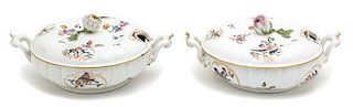 Two Continental Porcelain Sauce Tureens Diameter 6 1/4 inches.