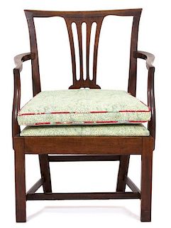 A George II Style Mahogany Open Armchair Height 32 inches.