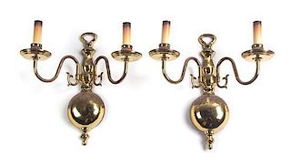 A Collection of Six Metal Wall Sconces Height overall of largest 14 inches.