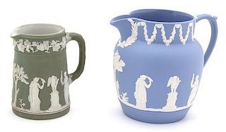 A Wedgwood Jasperware Pitcher and Creamer Height of larger 5 inches.