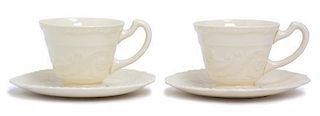 A Collection of Steubenville Porcelain Demitasse Cups and Saucers Height 2 1/4 inches.