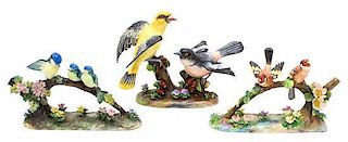 Three Staffordshire Bird Figures Height of tallest 7 inches.