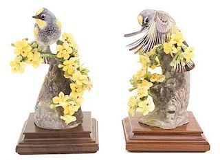 A Pair of Royal Worcester Porcelain Audubon Warblers Height 7 1/2 inches.
