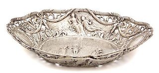 A Continental Silver Oval Dish, , monogrammed