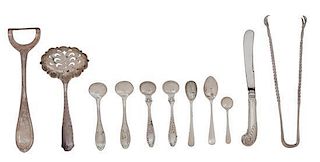 A Collection of American Silver Articles, Various Makers, 20th Century, comprising a Tiffany & Co. spoon, Bailey & Co. tongs,
