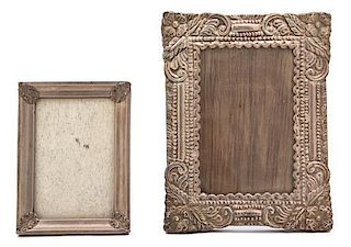 A Group of South American Silver Articles, Various makers, comprising three easel back picture frames and a leather address b