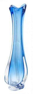 A Val Saint Lambert Colored Glass Vase Height 16 1/8 inches.