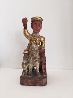 A Chinese Parcel Gilt and Polychrome Decorated Figure Height 11 inches.