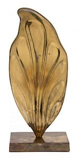 A Brass Leaf-Form Table Lamp Height 13 1/2 inches.