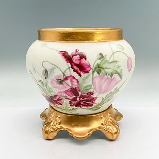 Delinieres + Co. Limoges Vase, Base, Magenta/Purple Flowers
