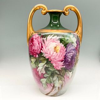 Jean Pouyat Limoges Porcelain Gilt Handled Vase