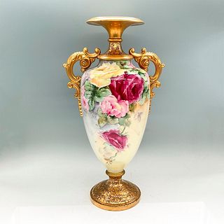 Lenox Belleek Porcelain Vase With Handles, Roses