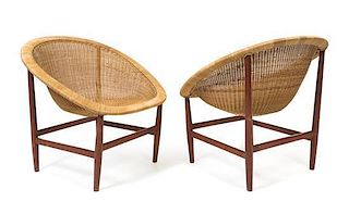 Nanna and Jorgen Ditzel (Danish, 1923-2005; 1921-1969), LUDVIG PONTOPPIDAN, c. 1950, a pair of Basket chairs