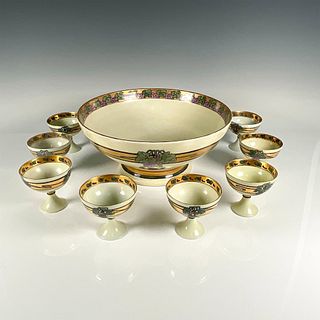 9pc Limoges Porcelain Punch Bowl and Cups