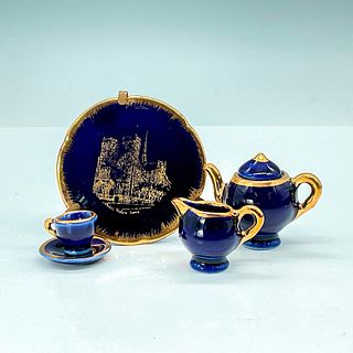 6pc Limoges Porcelain Dollhouse Coffee Setting Cobalt Blue