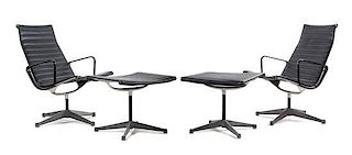 Charles and Ray Eames (American, 1907-1978; 1912-1988), HERMAN MILLER, c. 1958, a pair of Aluminum Group lounge chairs and ot