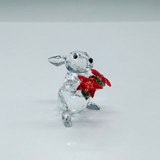 Swarovski Crystal Figurine, Rabbit with Poinsettia