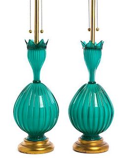 * Marbro Lamp Co., MURANO, ITALY, a large pair of table lamps