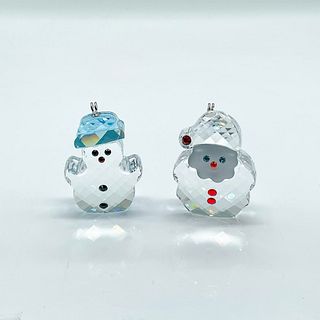 2pc Swarovski Crystal Christmas Ornaments, Santa, Snowman