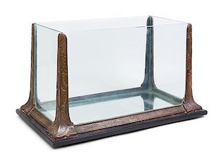 * An Art Deco Bronze and Glass Fish Tank Height 13 x width 23 1/4 x depth 13 1/2 inches