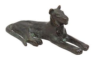 Tiffany Studios, a bronze recumbent lion paperweight (891)