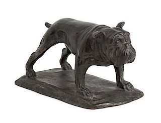 Tiffany Studios, a bronze standing bulldog paperweight (890)