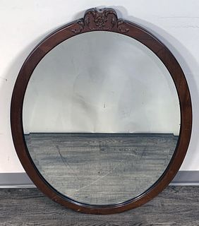 WOODEN OVAL MIRROR