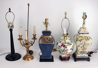 COLLECTION OF 5 DECORATOR TABLE LAMPS