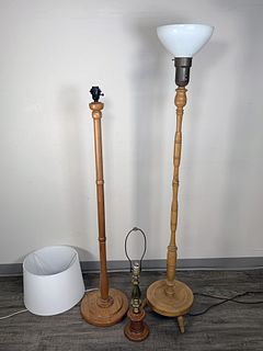 SET OF 3 WOODEN LAMPS