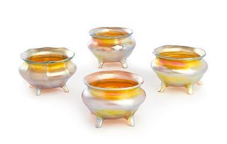 Tiffany Studios, a group of four Favrile glass salts