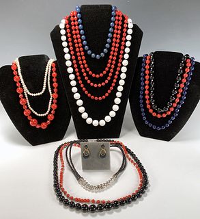 RED WHITE BLUE BEAD JEWELRY LOT