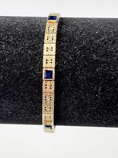 14K YG BRACELET WITH FACETED SAPPHIRE SQUARES