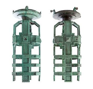 Attributed to John L. Hamilton, a pair of street and park fixtures, Lincoln Park Zoo, Chicago, Illinois, 1920s