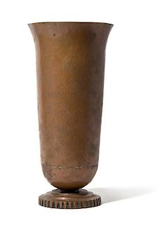 An American Arts & Crafts Copper Vase, Cellini Shop, EARLY 20TH CENTURY, of trumpet form with hand hammered finish
